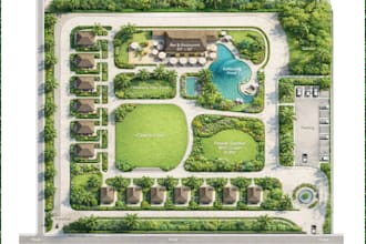 design 2d resort master plan, floor plan and landscape layout