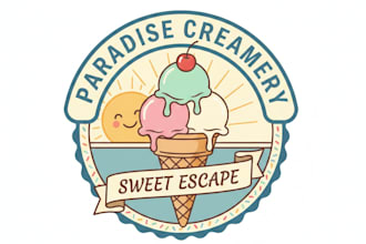 design a fun and delicious ice cream shop logo for your brand