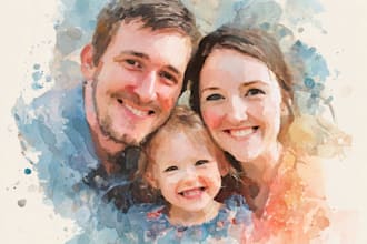 draw a watercolor family portrait