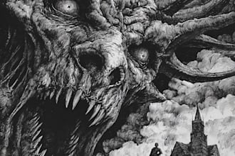 draw a dark art horror or skull artworks illustration