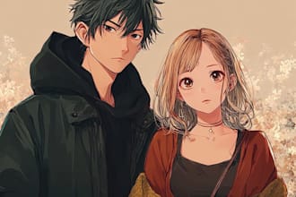 draw a anime couple character art anime