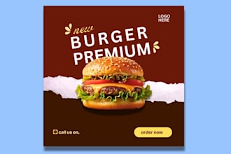 design burger, pizza food poster and restaurant menu