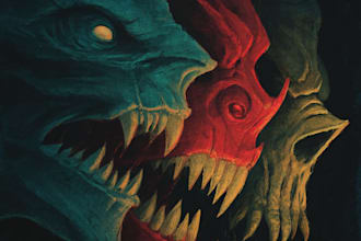 do a creepy and dark horror art illustration