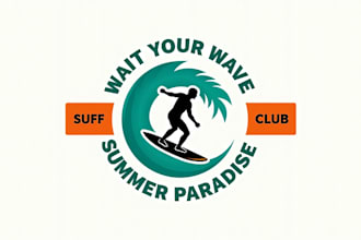 make a high quality surfing man logo in one day