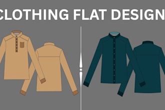 create professional apparel flat sketches for shirts
