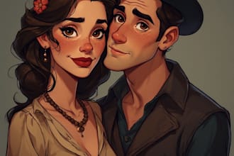 draw romantic couple portrait illustration