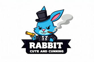 design creative rabbit gunner logo just in 12 hours