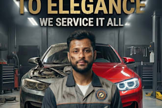 design car repair and garage social media posters