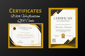 design a professional certificate with verification qr code