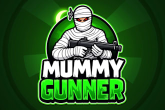 design super unique mummy gunner logo in very short time