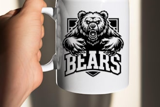 do awesome angry bear mascot logo