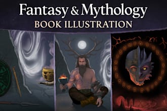 create fantasy book illustrations and cover art