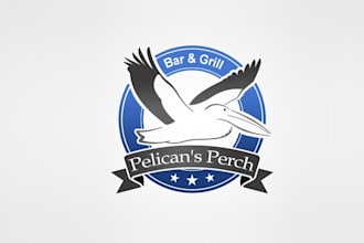 design unique pelicans perch bar and grill logo