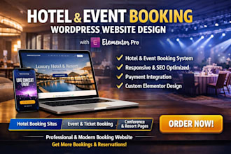 design hotel booking website event booking wordpress elementor pro website