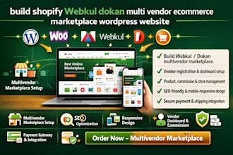 build shopify webkul dokan multi vendor ecommerce marketplace wordpress website