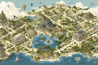 design a custom illustrated map of any city, country, or place
