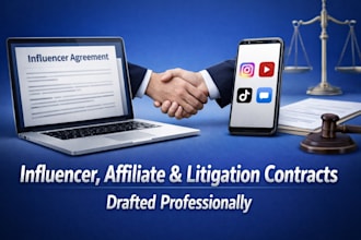 draft influencer agreement, litigation support, affiliate collaboration contract