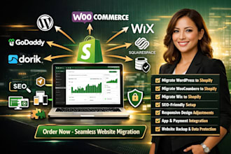 migrate wordpress to shopify, woocommerce to shopify, wix to shopify migration