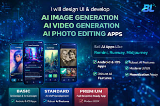 develop ai image generation, ai video generation app, ai photo editing apps