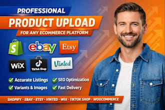 upload product to shopify ebay etsy vinted wix ecwid tiktokshop woocommerce