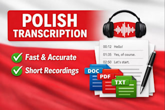 do polish audio and video transcription,  short recordings