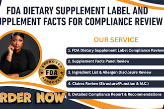 review fda dietary supplement label and supplement facts for compliance