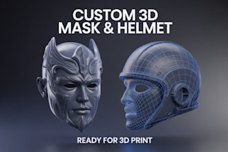 sculpt custom 3d halloween mask, 3d helmet model, cosplay props and 3d printing
