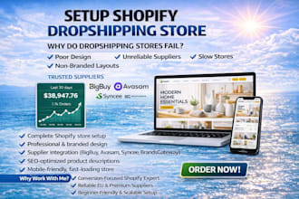 setup shopify dropshipping store design via bigbuy avasam syncee brandsgateway