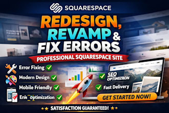 redesign revamp fix errors and design a responsive squarespace website