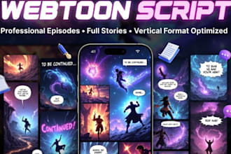 write addictive webtoon episodes for action romance or isekai series