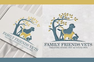 do creative pet dog animal pet business and pet brand logo with branding