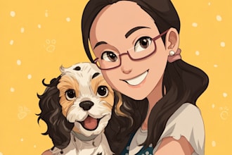 draw pet portrait into cartoon vector