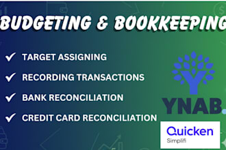 ynab and quicken bookkeeping and budget setup