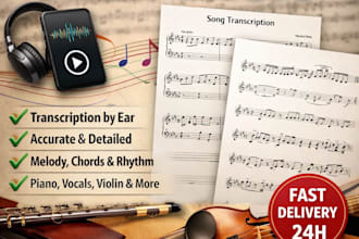 transcribe, transpose or engrave your audio to any instrumental music sheet