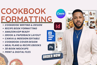 write, design, and format a professional cookbook or recipe ebook for amazon KDP