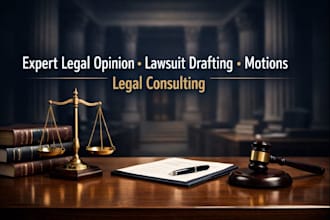 deliver expert legal opinion, lawsuit drafting, motions and legal consulting