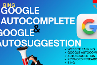 boost website SEO with google autocomplete, autosuggest ,keyword research bing