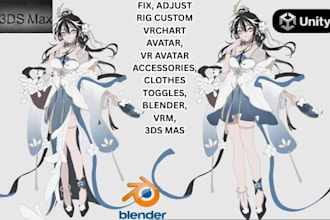 modify vrchat avatar outfit, upgrade avatar toggles, vtuber physbone,vroid vrm
