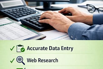 do accurate data entry, web research, and excel data cleanup