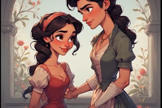 draw romantic couple portrait illustration
