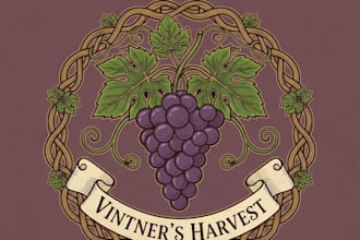 design a fresh and elegant grapes logo for your brand