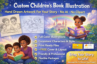 draw and illustration children book cover and custom storybook art