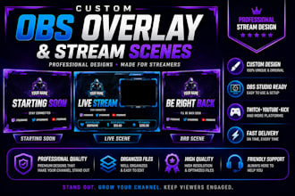 design custom obs overlay and stream scenes