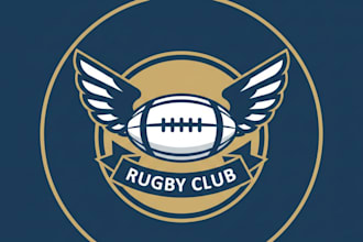 design a bold and professional rugby ball logo
