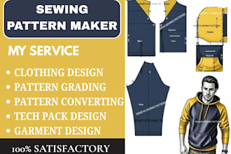 design garment and dress sewing patterns with instructions and fashion sketches