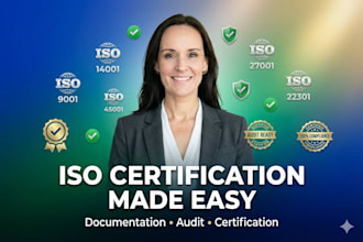 give iso 9001, 45001 , 14001, gmp, 22301 iso certification