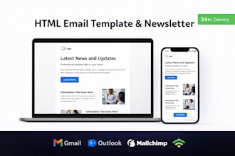 create a responsive HTML email template newsletter and mail chimp design