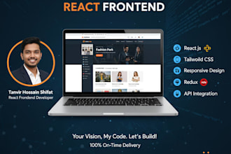 develop a modern react website using tailwind CSS and redux