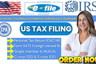 prepare and efile your US tax return, US tax filing 1040 1120 5472 tax amendment
