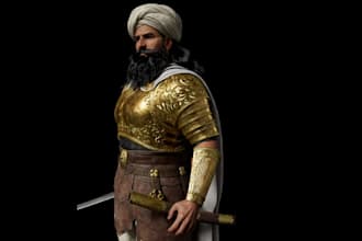 modify 3d model topology, warrior 3d character for game, ue5 rig, 3d amour model